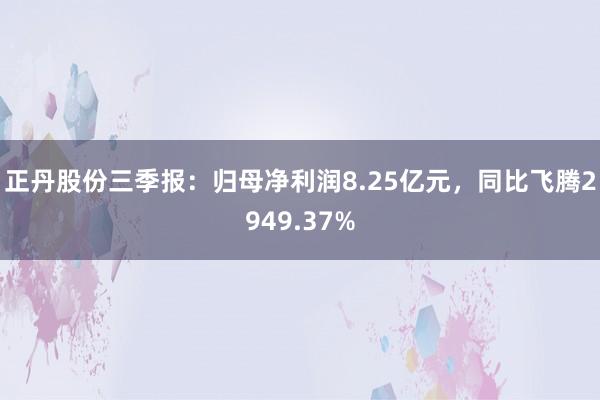 正丹股份三季报：归母净利润8.25亿元，同比飞腾2949.37%
