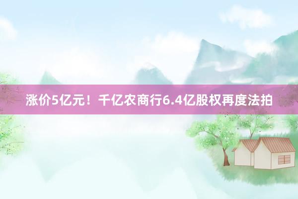 涨价5亿元！千亿农商行6.4亿股权再度法拍