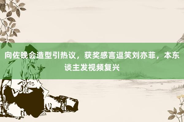 向佐晚会造型引热议，获奖感言逗笑刘亦菲，本东谈主发视频复兴